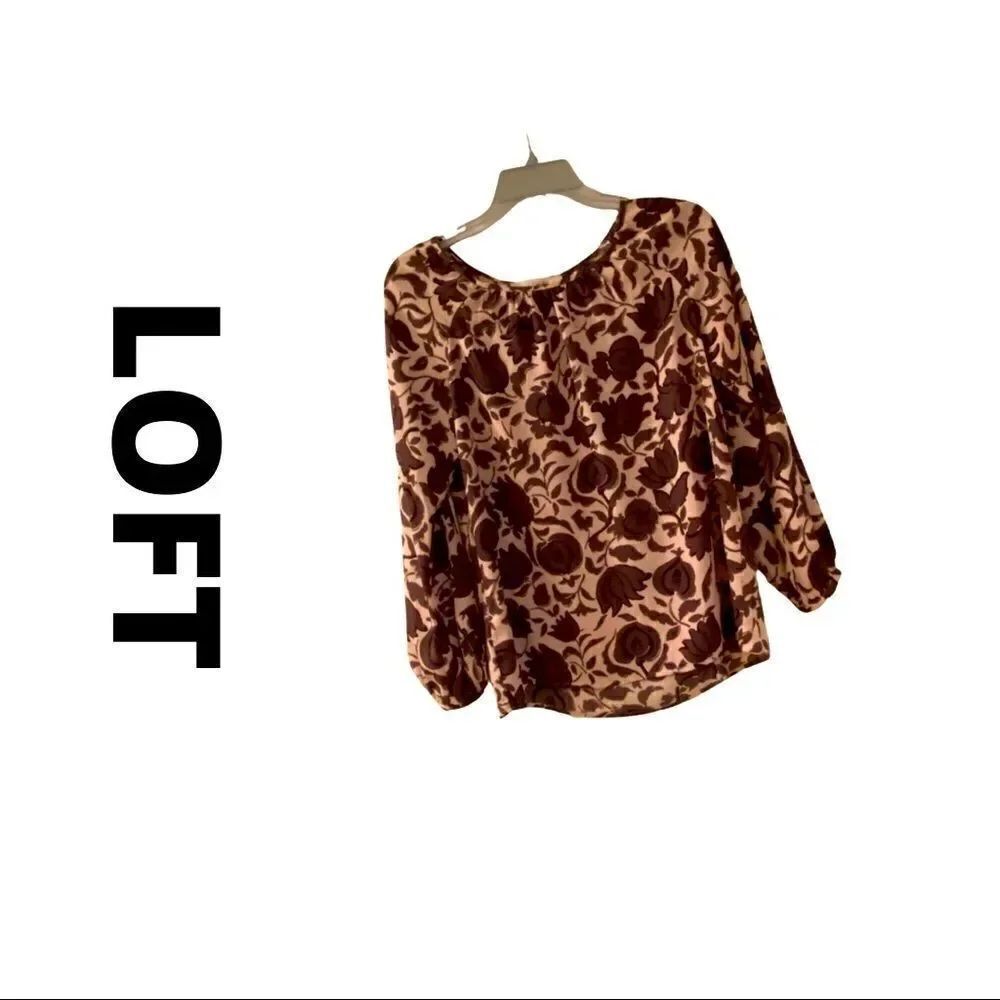 💼Loft Long Sleeve Blouse Pink and Taupe